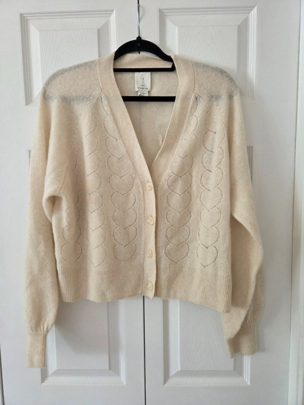 NWT Joie 100% Cashmere Cardigan with Heart Print
